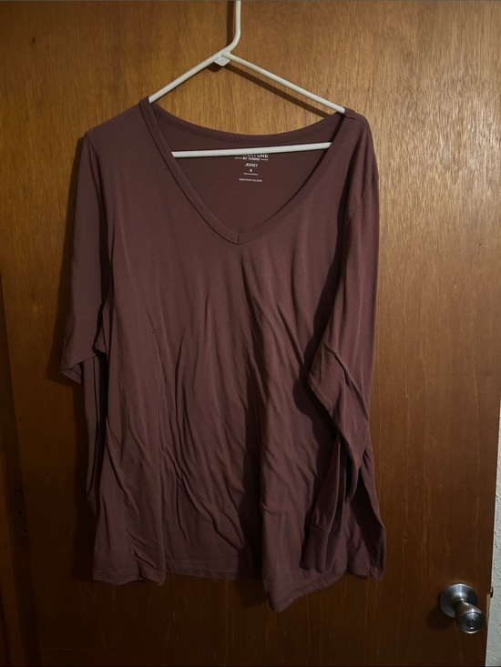 torrid Tops - torrid Mauve-Brown V-Neck Long Sleeve Tee